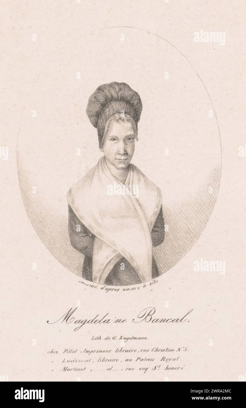 Portrait of Magdelaine Bancal, Magdelaine Bancal (title on object), Those involved in the trial of the murder of Fualdès in 1818 (series title), print maker: anonymous, printer: Gottfried Engelmann, publisher: Pillet, Paris, c. 1818, paper, height 246 mm × width 176 mm, print Stock Photo