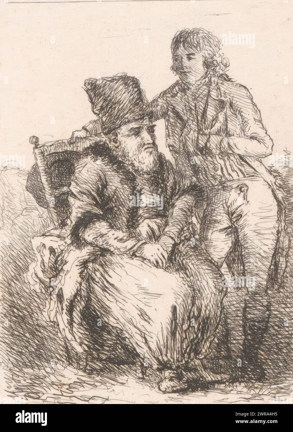 Portrait of Émile Le Gros and Soliman, print maker: Sauveur Legros, 1764 - 1834, paper, etching, height 119 mm × width 87 mm, print Stock Photo