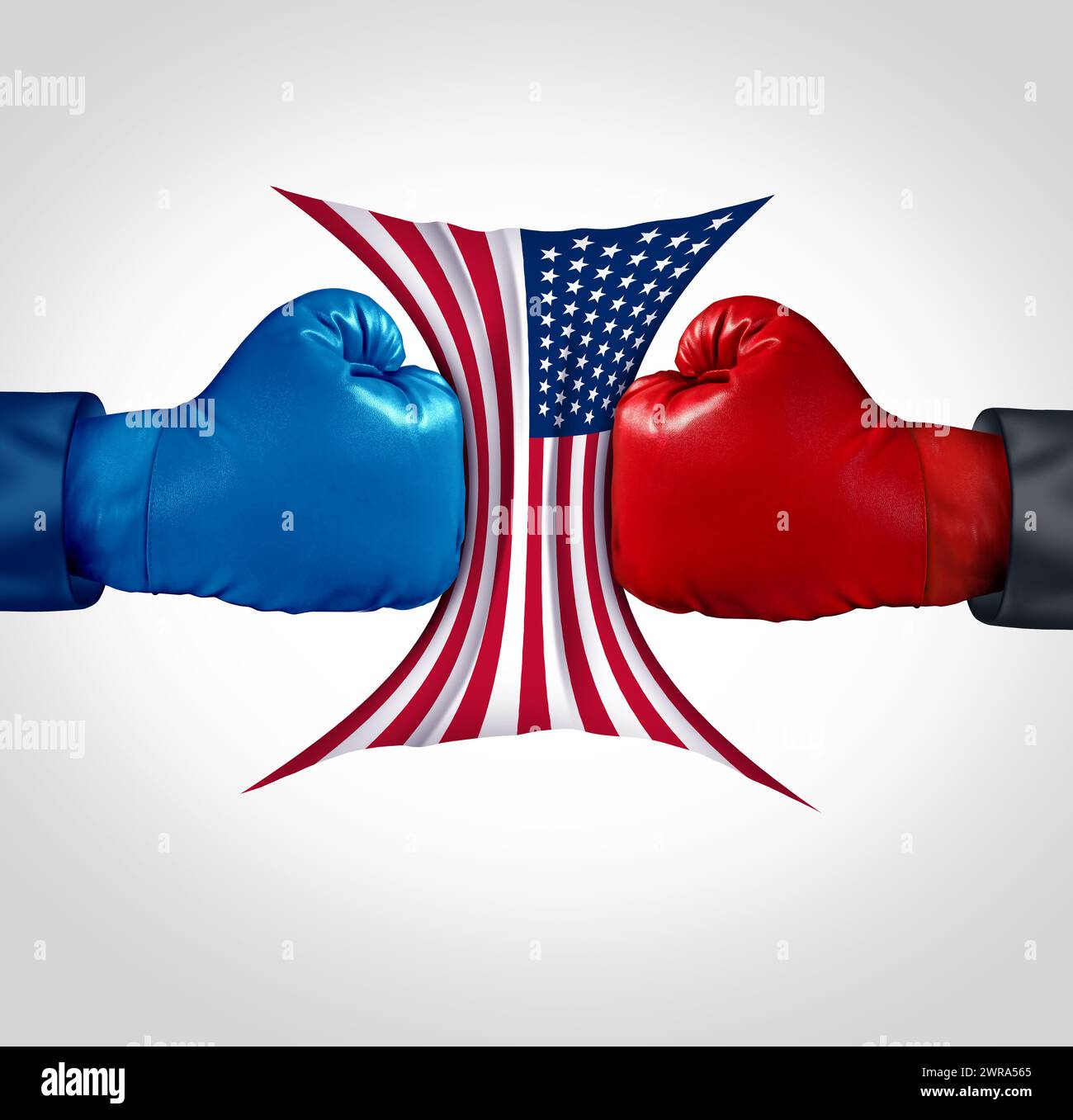 US Election Campaign and Left wing or right vote fighters as united states elections or American voting concept with conservative and liberal politici Stock Photo