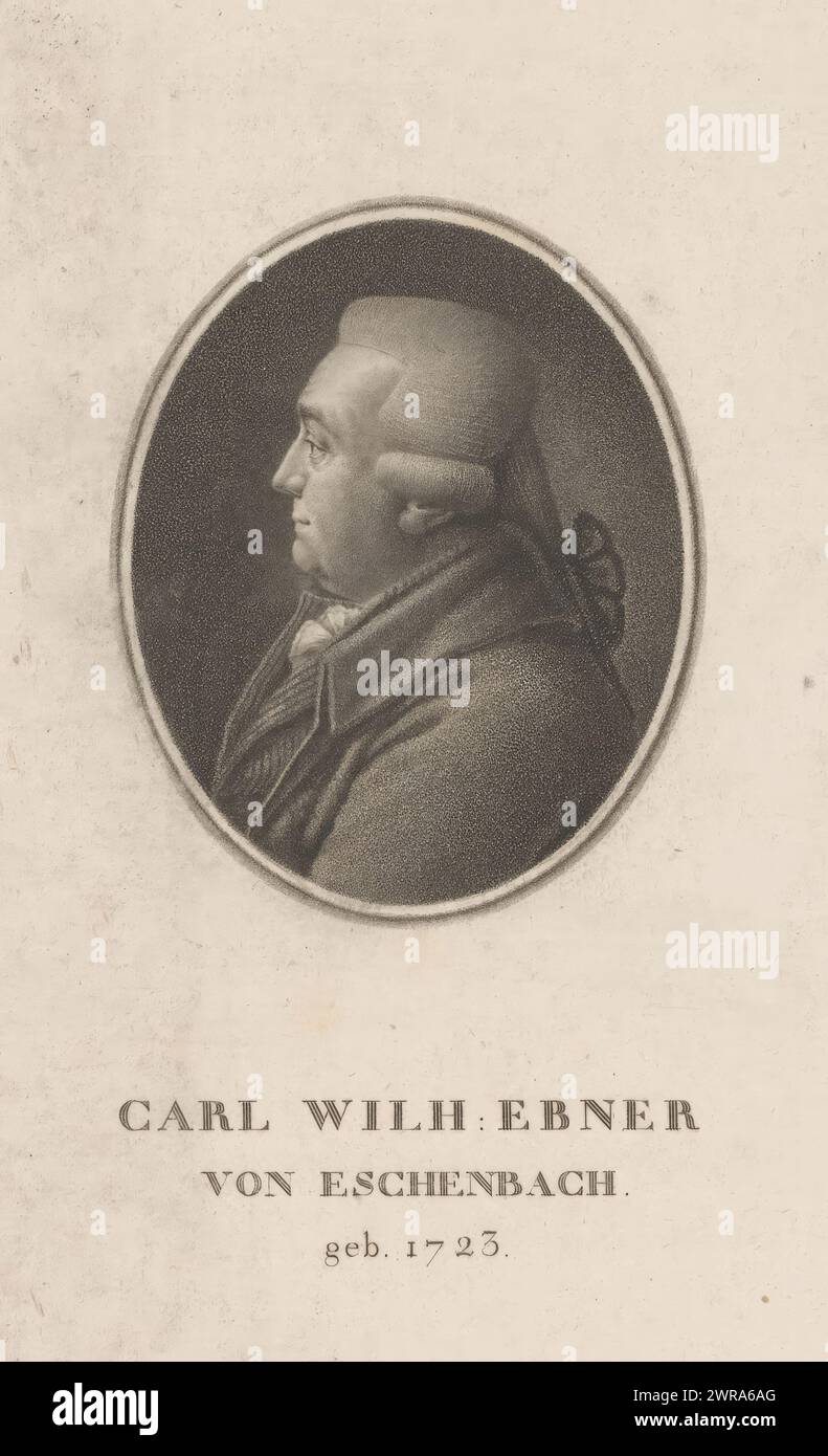 Portrait of Carl Wilh. Ebner von Eschenbach, print maker: Leonhard Heinrich Hessell, 1767 - 1830, paper, height 142 mm × width 89 mm, print Stock Photo
