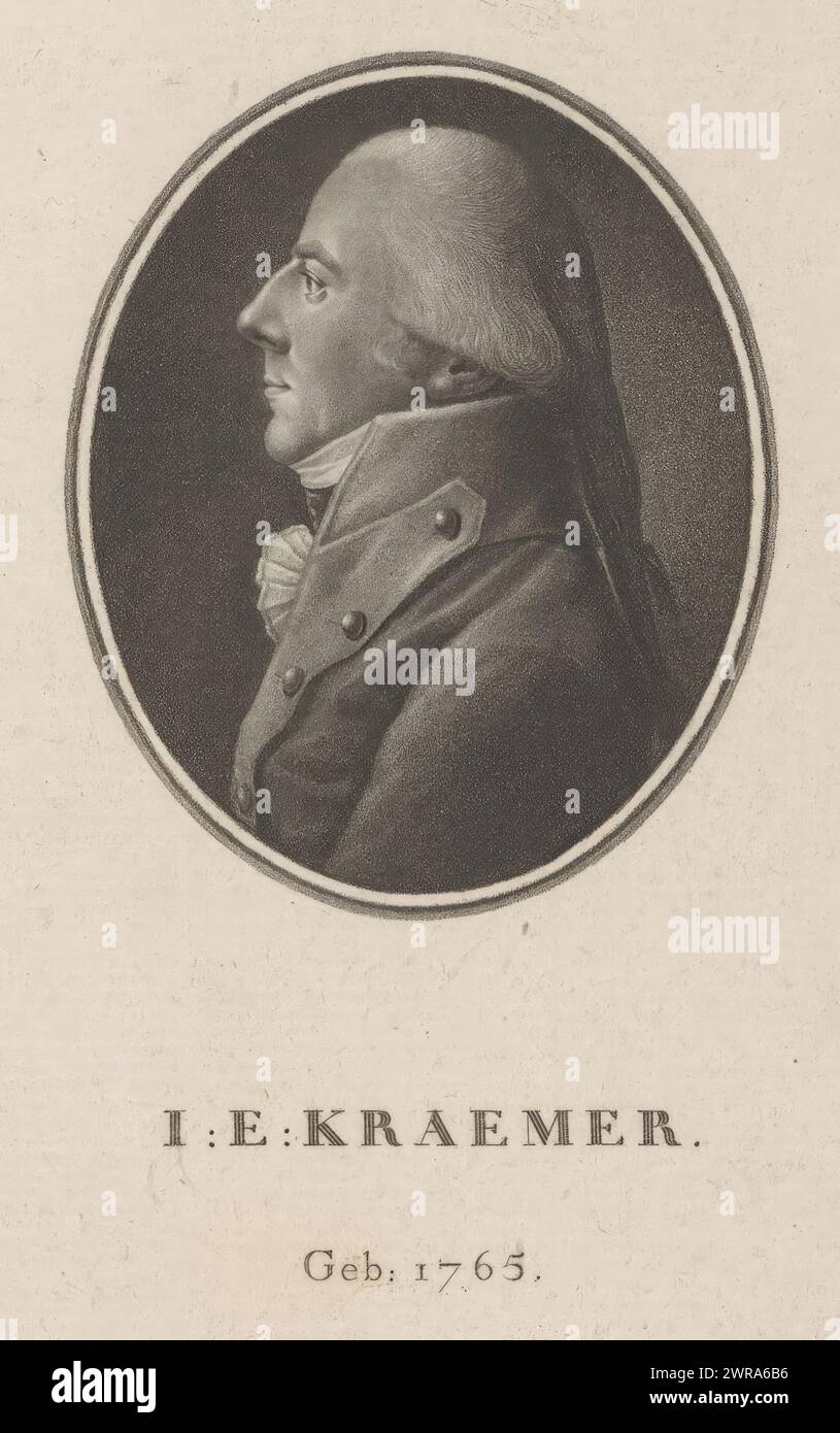 Portrait of Johann Erhard Kraemer, print maker: Leonhard Heinrich Hessell, 1767 - 1830, paper, height 147 mm × width 90 mm, print Stock Photo