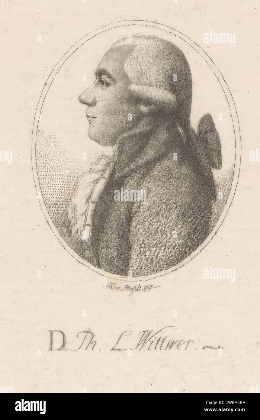 Portrait of Philipp Ludwig Wittwer, print maker: Leonhard Heinrich Hessell, 1790, paper, height 94 mm × width 56 mm, print Stock Photo