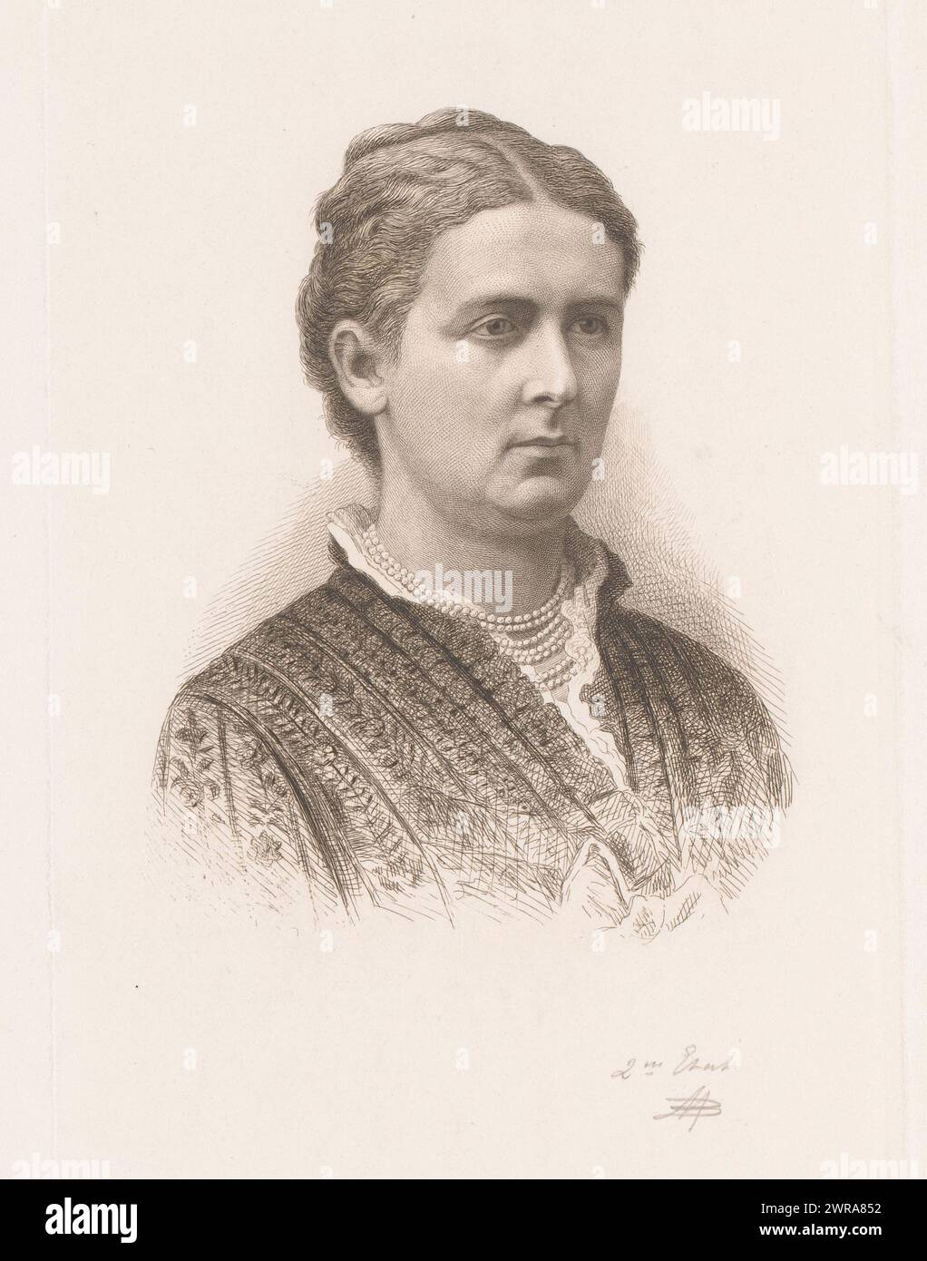 Portrait of Maria von Hohenzollern-Sigmaringen, print maker: Jean Baptiste Pierre Michiels, (signed by artist), 1882, paper, etching, height 230 mm × width 159 mm, print Stock Photo