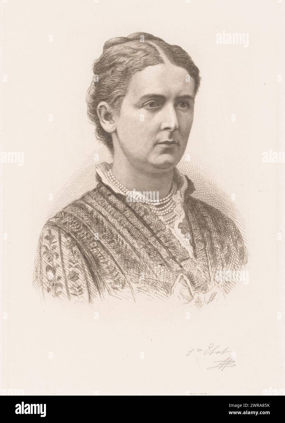 Portrait of Maria von Hohenzollern-Sigmaringen, print maker: Jean Baptiste Pierre Michiels, 1882, paper, etching, height 230 mm × width 160 mm, print Stock Photo