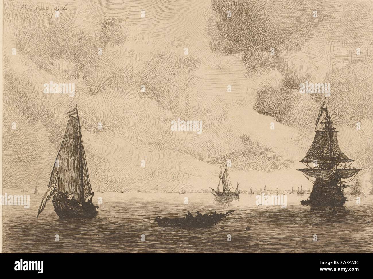 Roadstead Ships are anchored at a roadstead, print maker: Piet Verhaert, after ...