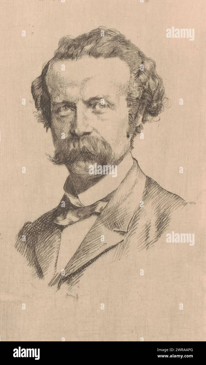 Portrait of an unknown man, print maker: Adrien De Witte, 1860 - 1913, paper, etching, drypoint, retroussage, height 238 mm × width 127 mm, print Stock Photo
