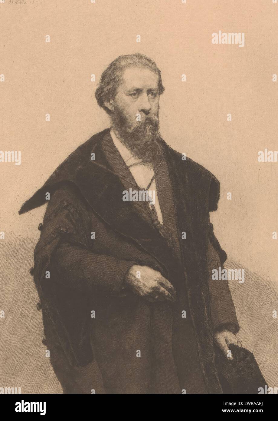 Portrait of Charles Firket, print maker: Adrien De Witte, 1890, paper, etching, drypoint, height 240 mm × width 178 mm, print Stock Photo