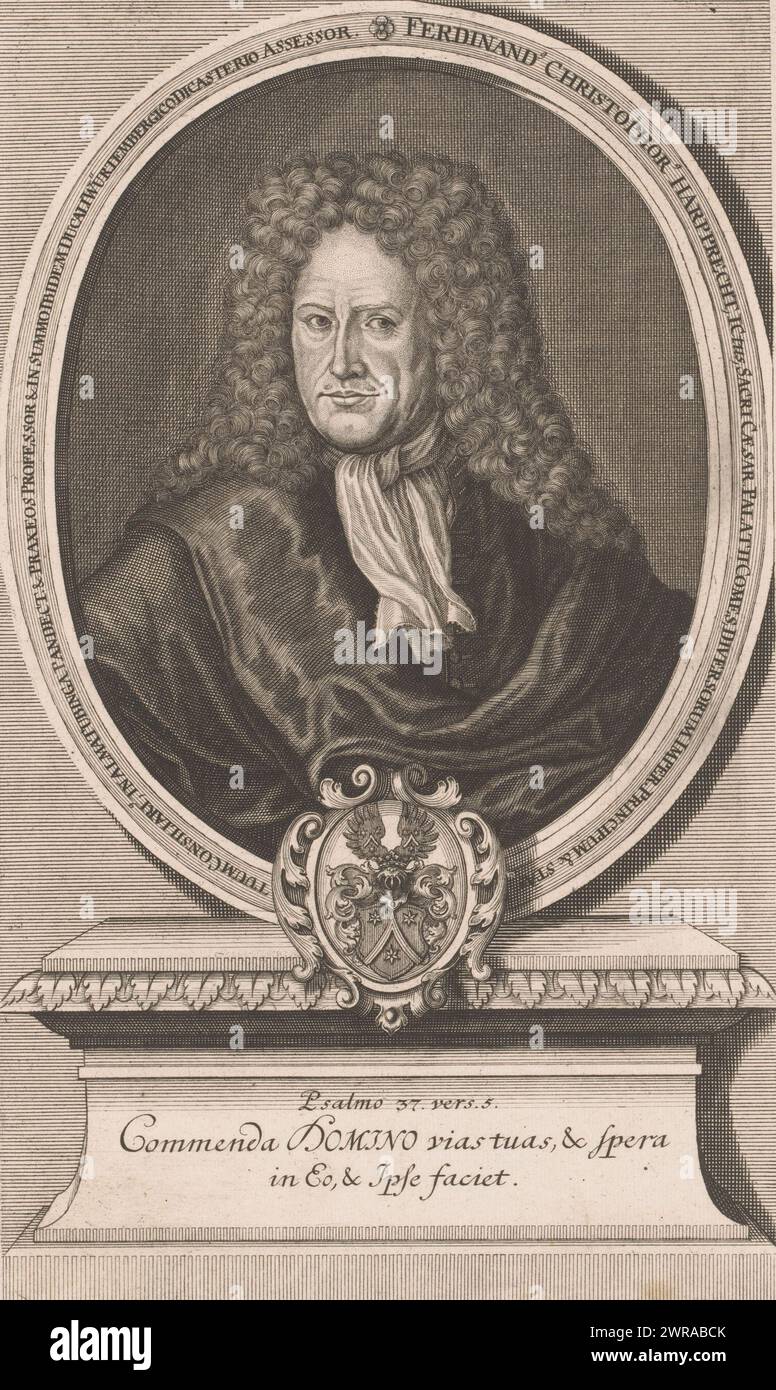 Portrait of Ferdinand Christoph Harpprecht, print maker: Joseph de Montalegre, Neurenberg, 1700 - 1799, paper, engraving, etching, height 284 mm × width 169 mm, print Stock Photo