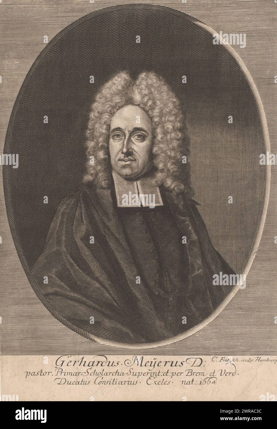Portrait of Gerhard Meier, print maker: Christian Fritzsch, Hamburg, 1705 - 1769, paper, engraving, height 294 mm × width 205 mm, print Stock Photo