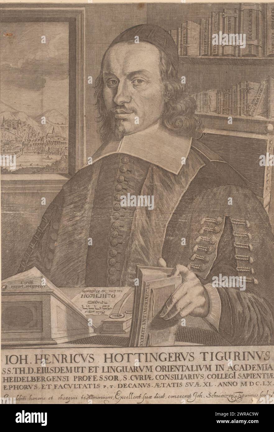 Portrait of Johann Heinrich Hottinger, print maker: Johann Schweizer, 1635 - 1670, paper, engraving, height 306 mm × width 210 mm, print Stock Photo