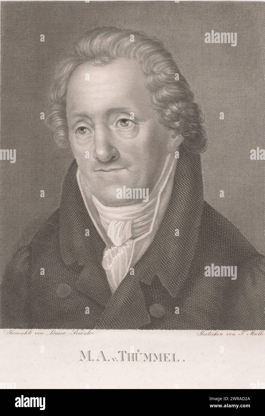 Portrait of Moritz August von Thümmel, print maker: Johann Friedrich Wilhelm Müller, after painting by: Louise Caroline Sophie Seidler, 1792 - 1816, paper, engraving, height 250 mm × width 184 mm, print Stock Photo