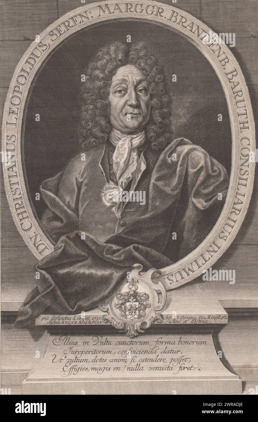 Portrait of Christian Leopold, print maker: Martin Tyroff, after painting by: Johann Kenckel, Neurenberg, 1730 - 1779, paper, engraving, etching, height 333 mm × width 221 mm, print Stock Photo