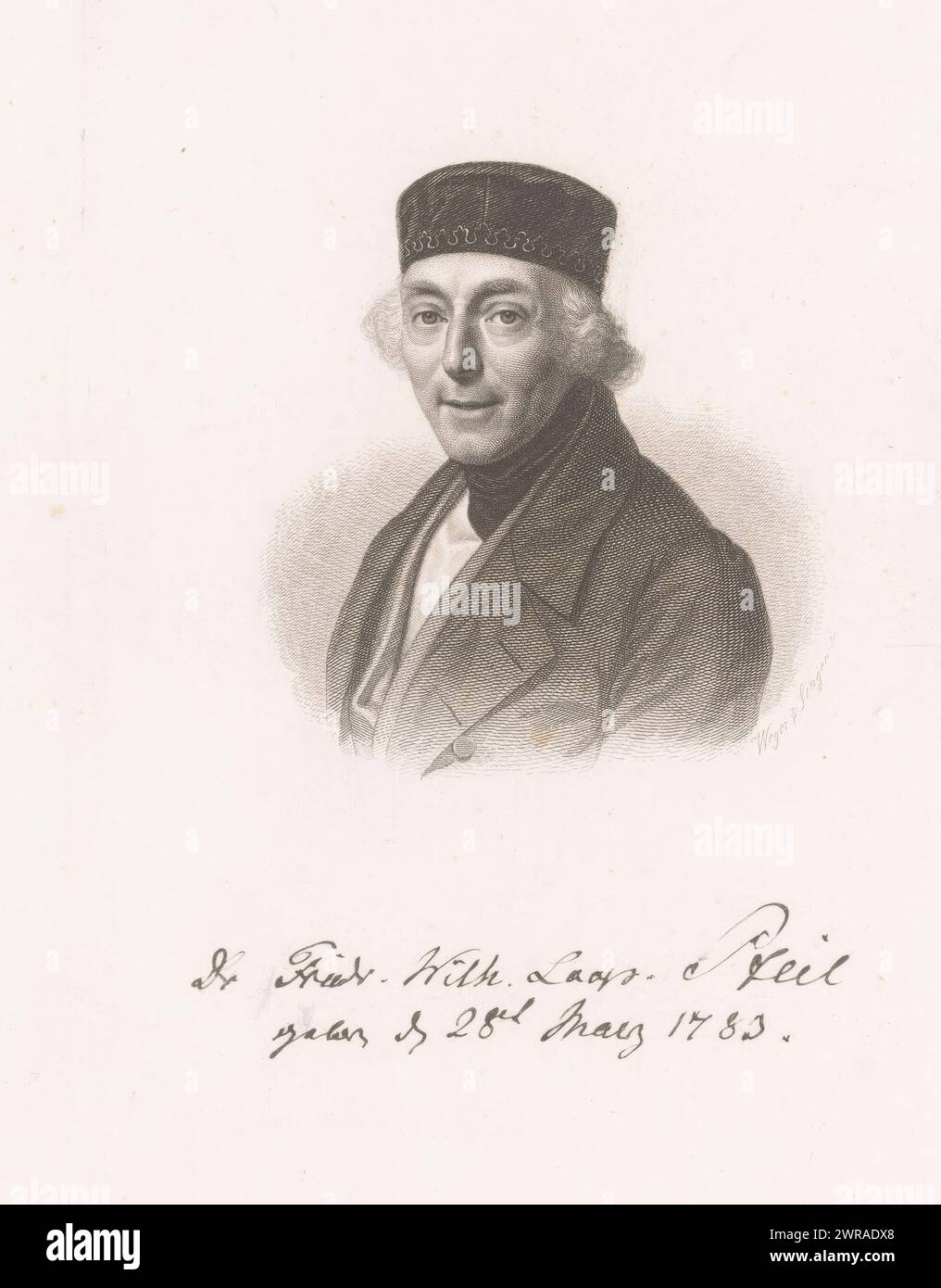 Portrait of Wilhelm Pfeil, print maker: August Weger, print maker: Johann Paul Singer, Leipzig, 1849 - 1892, paper, steel engraving, height 209 mm × width 132 mm, print Stock Photo