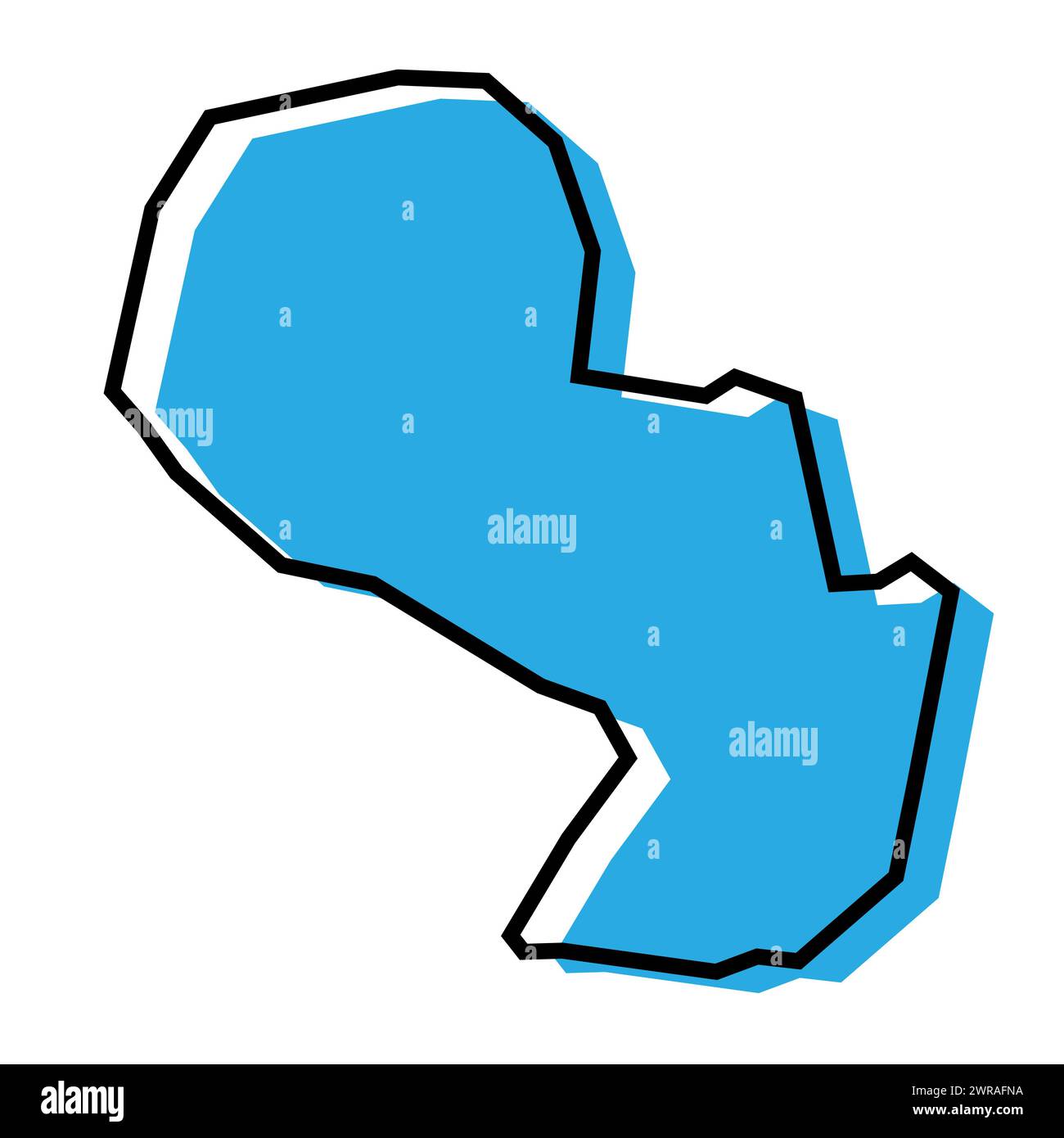 Paraguay country simplified map. Blue silhouette with thick black ...