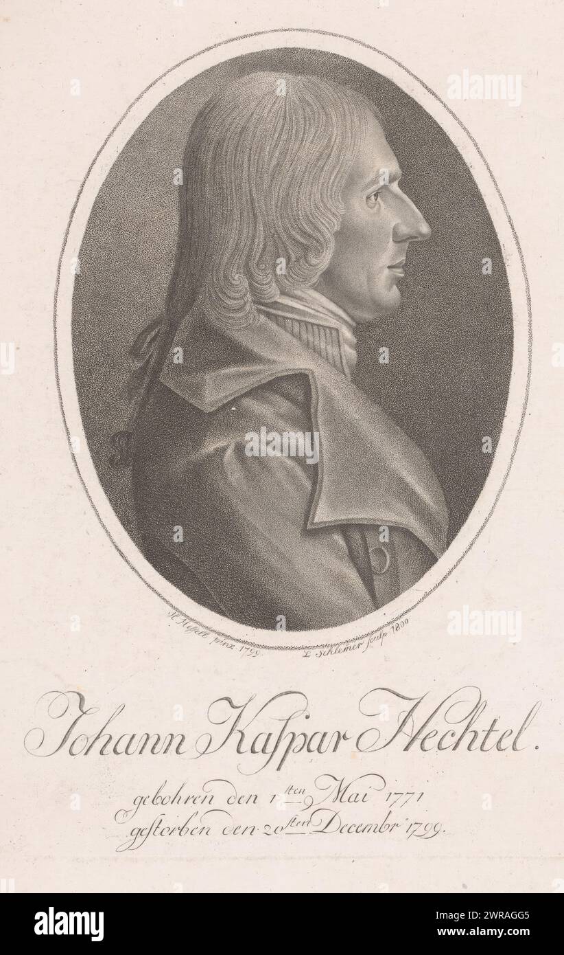 Portrait of Johann Kaspar Hechtel, print maker: Leonhard Schlemmer, after painting by: Leonhard Heinrich Hessell, Neurenberg, 1800, paper, height 222 mm × width 161 mm, print Stock Photo