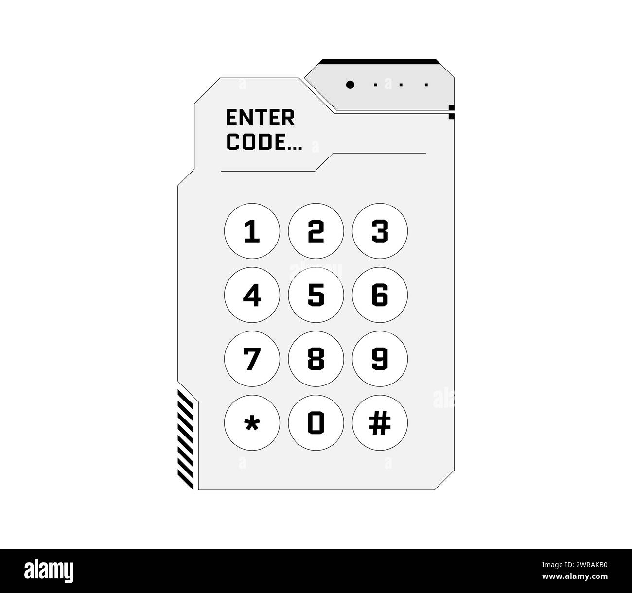 HUD digital futuristic user interface PIN code entry panel. Sci Fi high