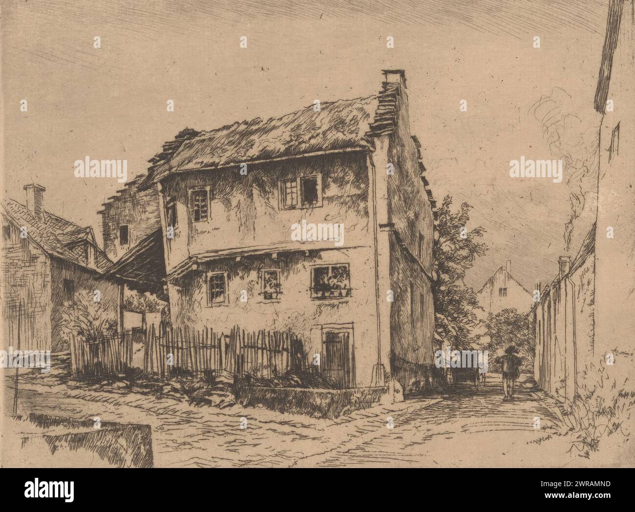Village view, print maker: Peter von Halm, (signed by artist), 1864 - 1923, paper, drypoint, height 147 mm × width 202 mm, print Stock Photo