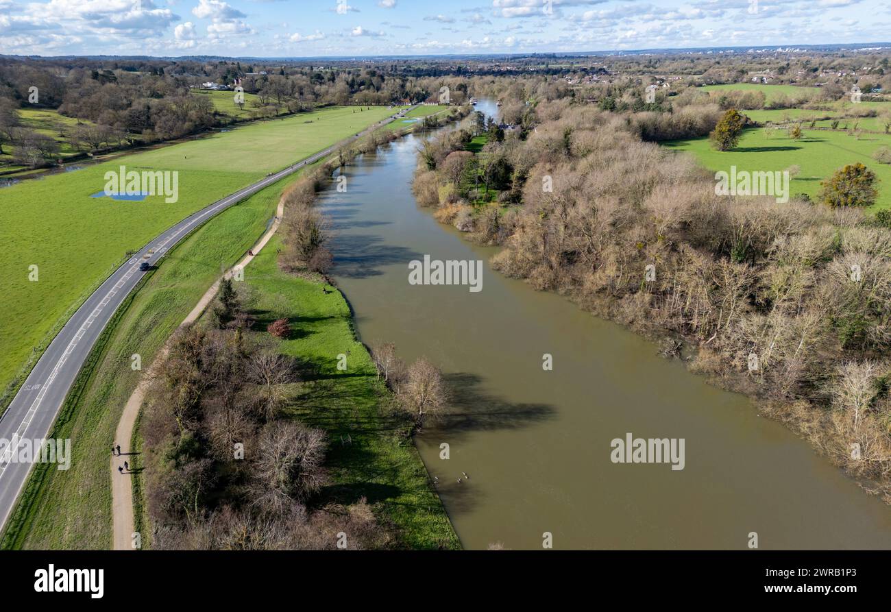 Aerial view of the River Thames at Runnymede, Surrey, England, UK Stock Photo Alamy