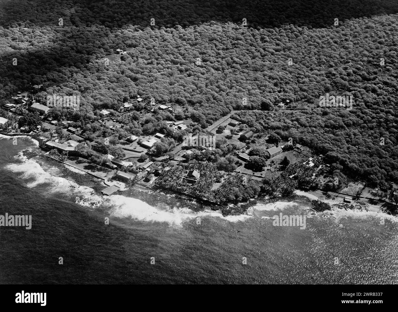 Aerial view of Kailua Bay, Hawaii - July 1937 Stock Photo