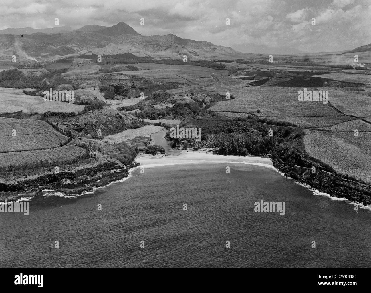 Aerial view of Lawai Beach Kauai, Hawaii March 1929 Stock Photo