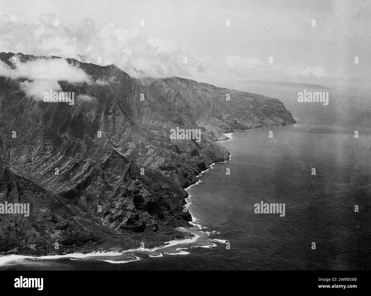 Aerial view of Napali Coast, Kauai, Hawaii, May 1931 Stock Photo