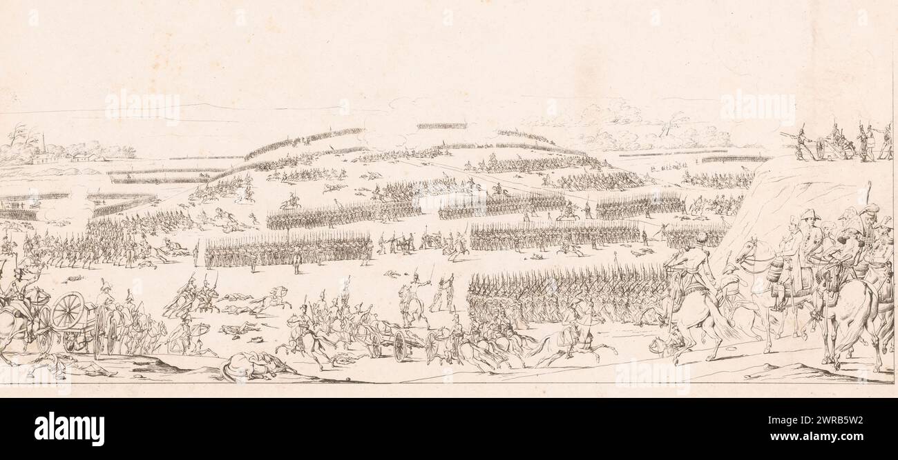 Landscape with battlefield (title on object), print maker: Jean Duplessis-Bertaux, (attributed to), France, 1760 - 1818, paper, etching, height 336 mm, width 503 mm, print Stock Photo