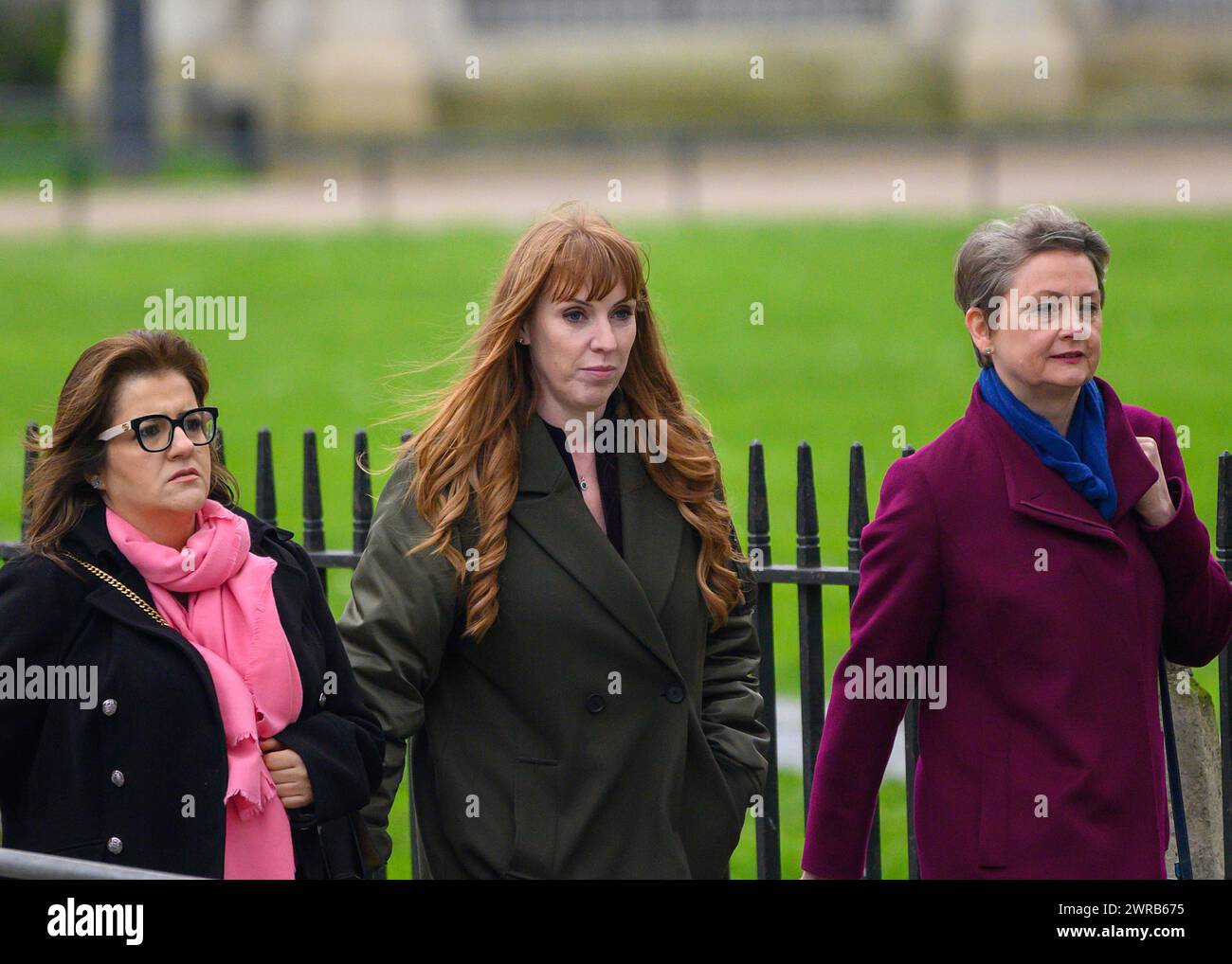 Angela Rayner, Shadow Deputy Prime Minister, walks to Westminster Abbey to attend the Commonwealth Day service along with Royals. 11th MARCH, 2024 Stock Photo