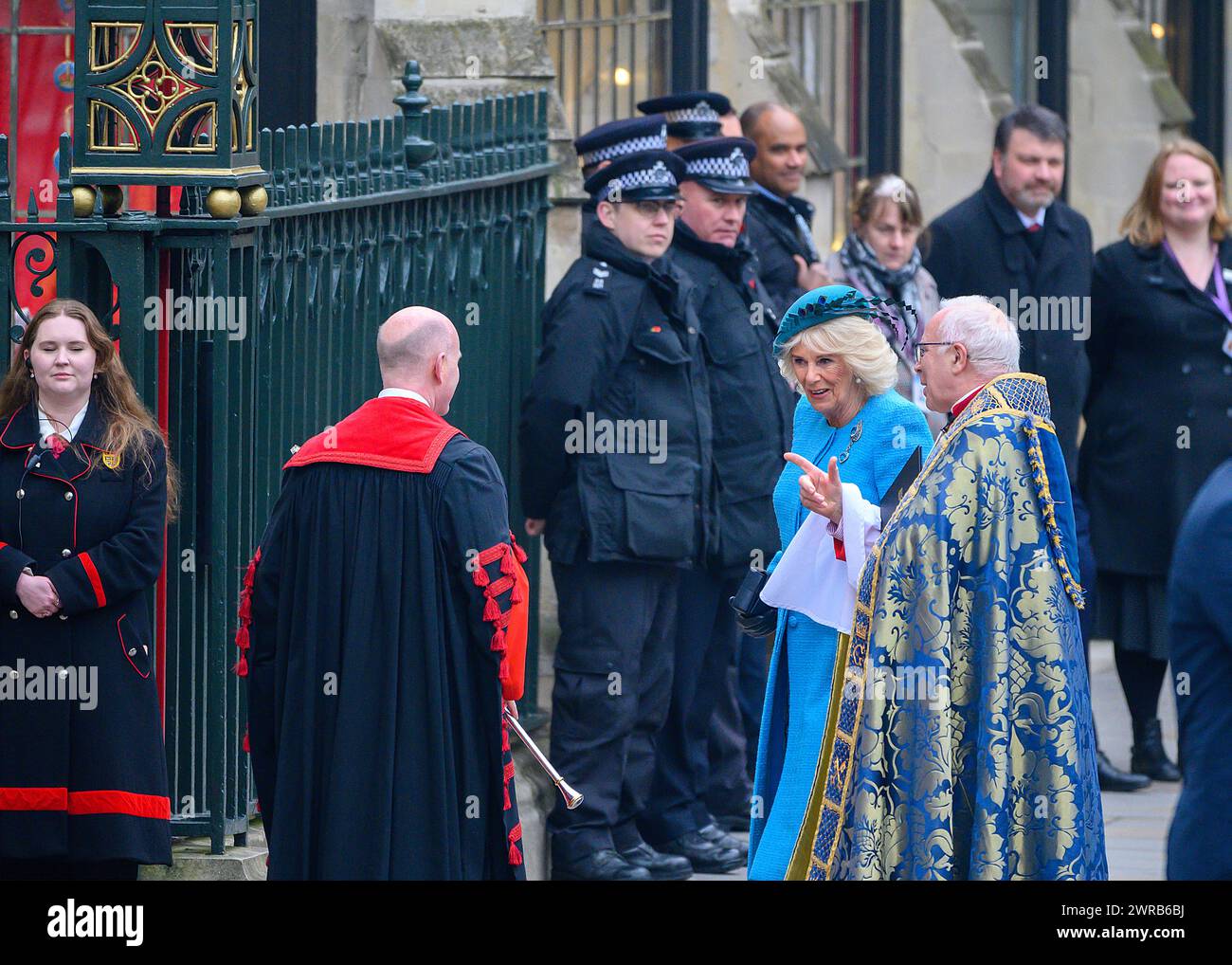 Queen Camilla arrives at Westminster Abbey for the Commonwealth Day