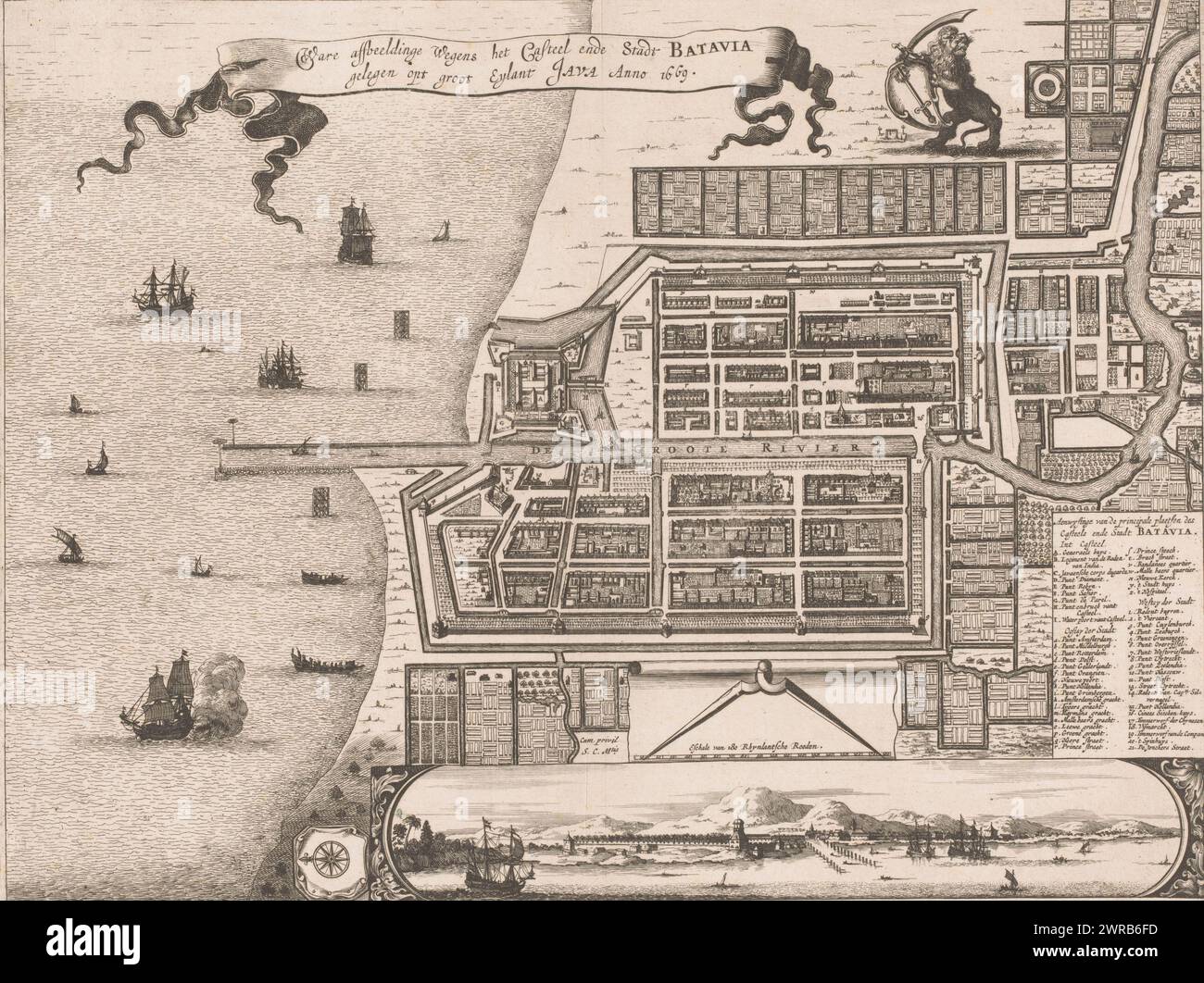 Map of Batavia, True representation of the castle in the city of ...