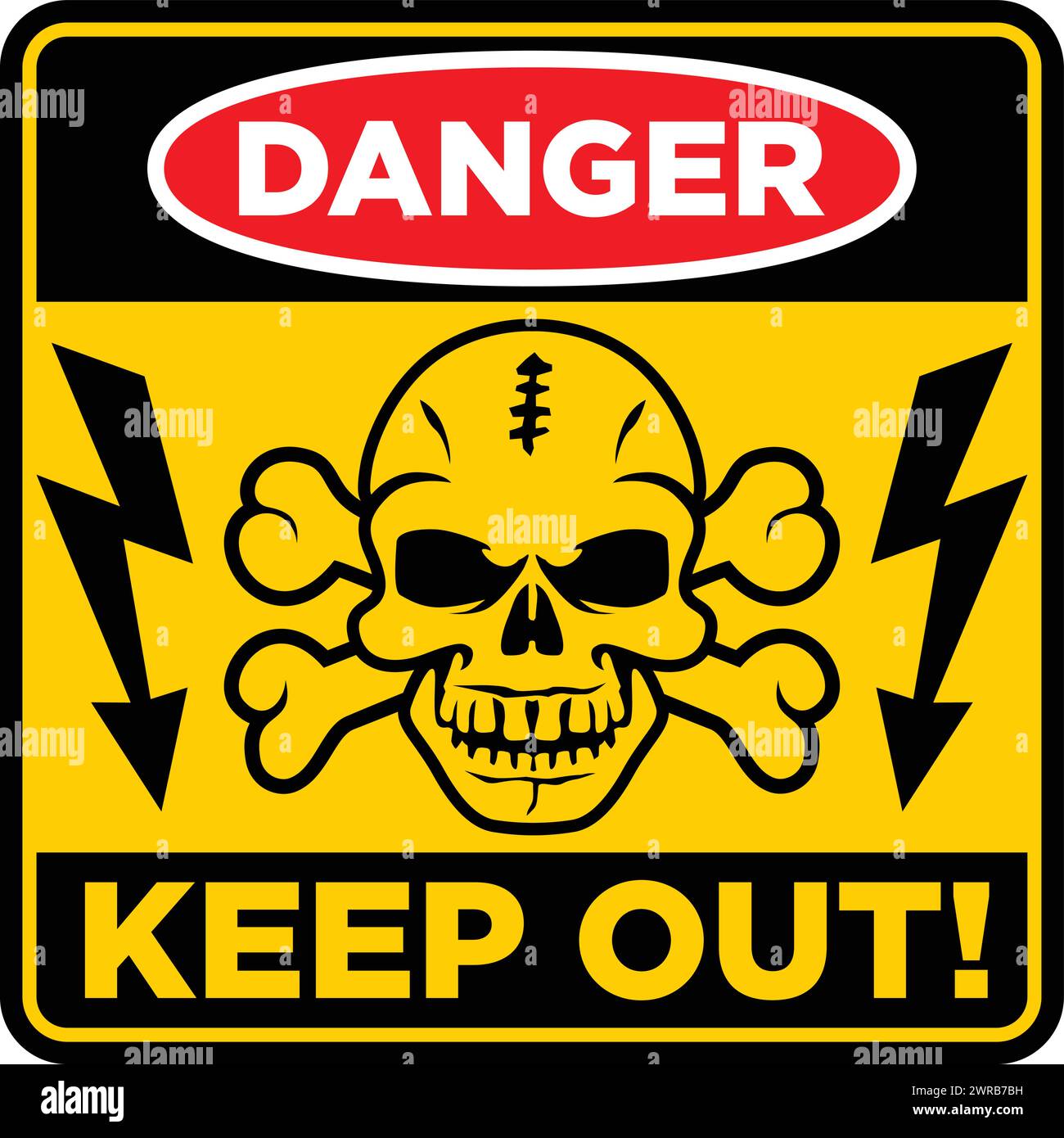 Human skull and crossbones danger symbol. Warning vector sign Stock ...