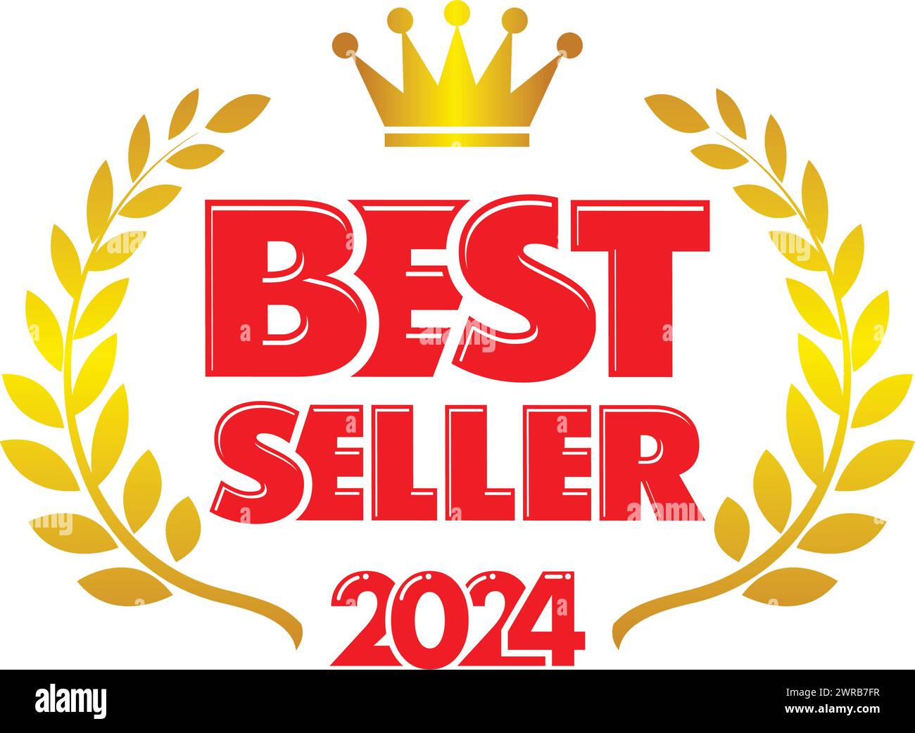 Bestseller advertising sticker with laurel wreath and krown. Vector ...