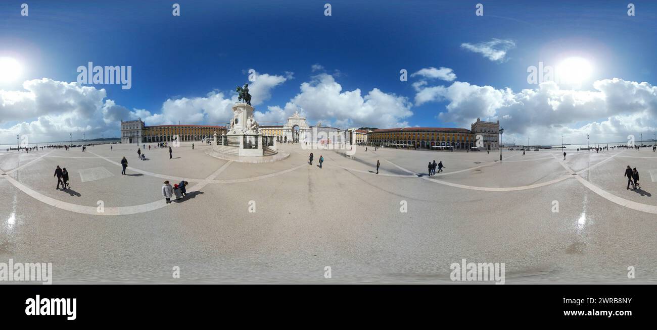 400 x 180 grad Panorama: Plaza de Comercio, Lissabon, Portugal (nur fuer redaktionelle Verwendung. Keine Werbung. Referenzdatenbank: http://www.360-be Stock Photo