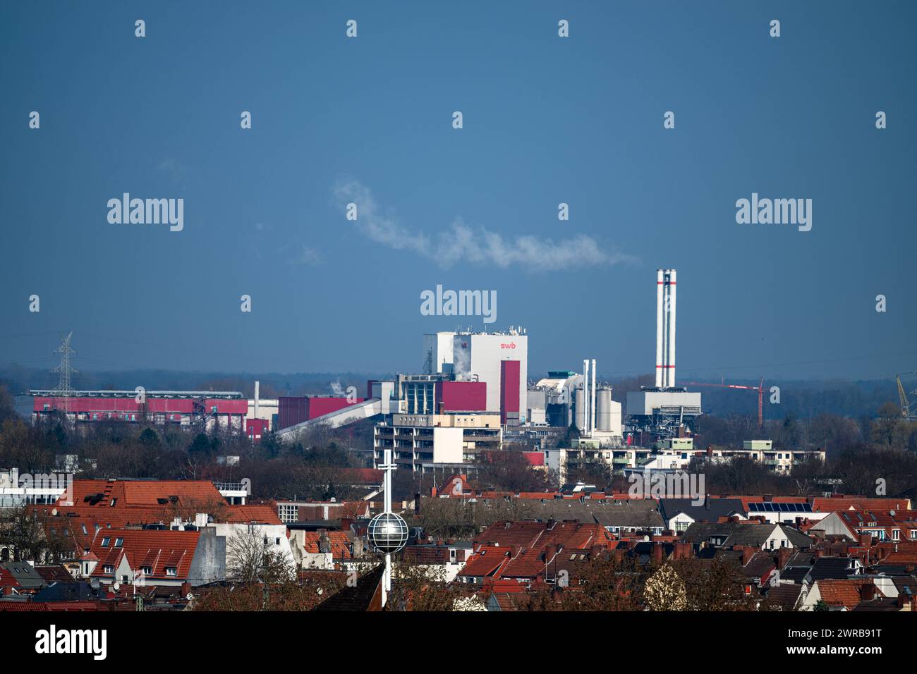 Bremen, Blick auf die Müllverbrennungsanlage, SWB 09.03.2024, Bremen