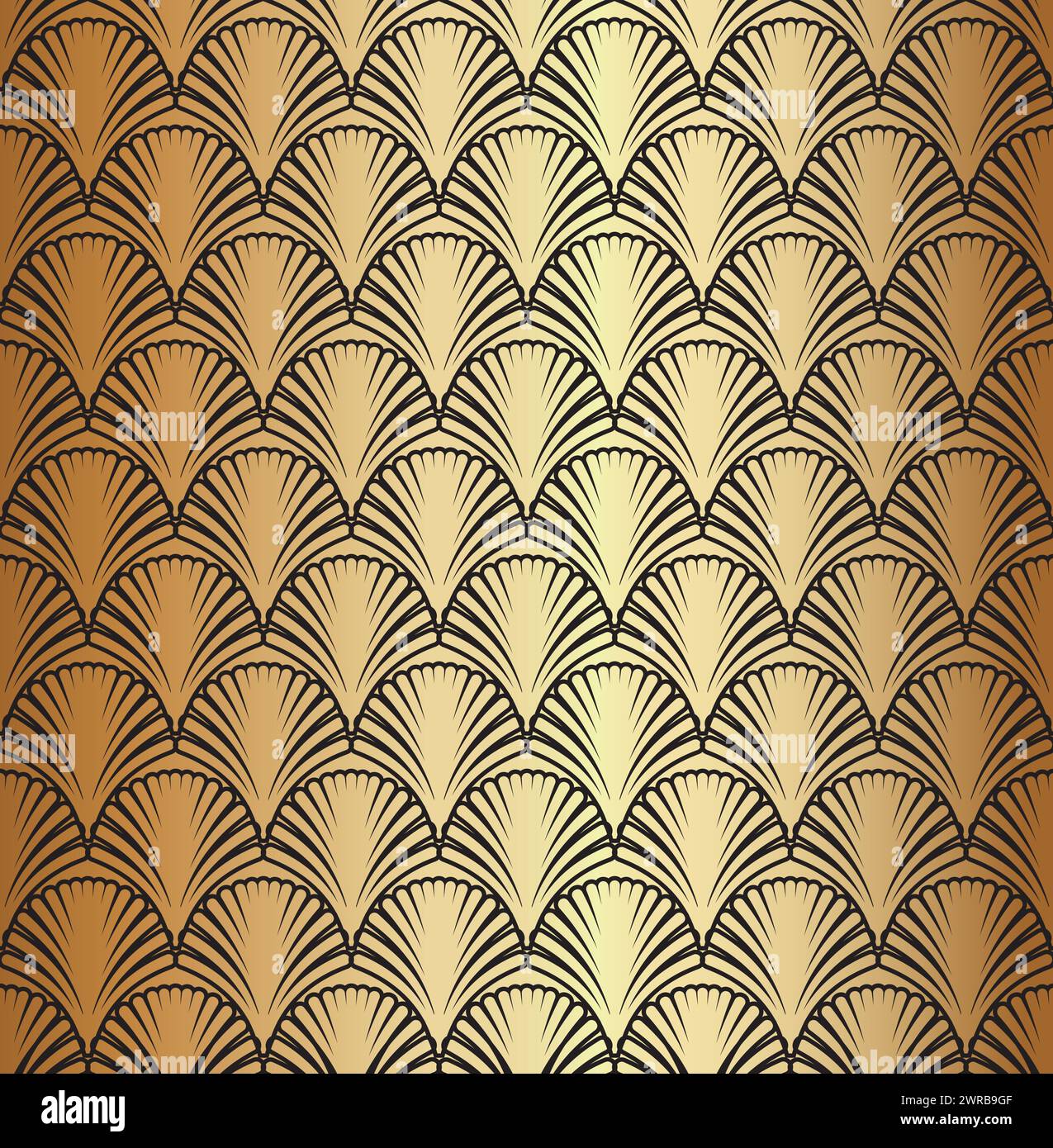 Gold Black Geometric Art Deco Pattern Design Stock Vector
