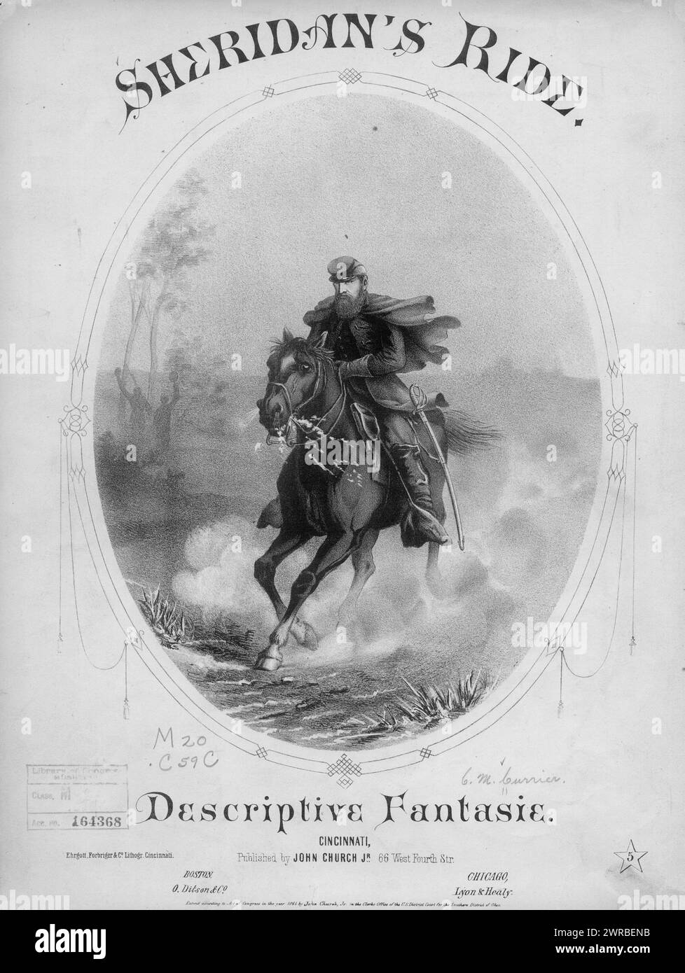Sheridan's ride, Currier, C. M. (arranger), John Church Jr., Cincinnati, 1864., United States, History, Civil War, 1861-1865, Songs and music Stock Photo