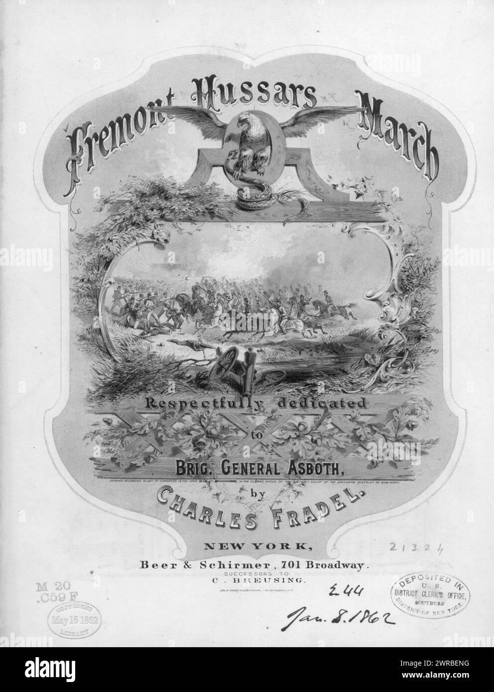 Fremont hussars march, Fradel, Charles (composer), Beer & Schirmer, New York, 1862., United States, History, Civil War, 1861-1865, Songs and music Stock Photo