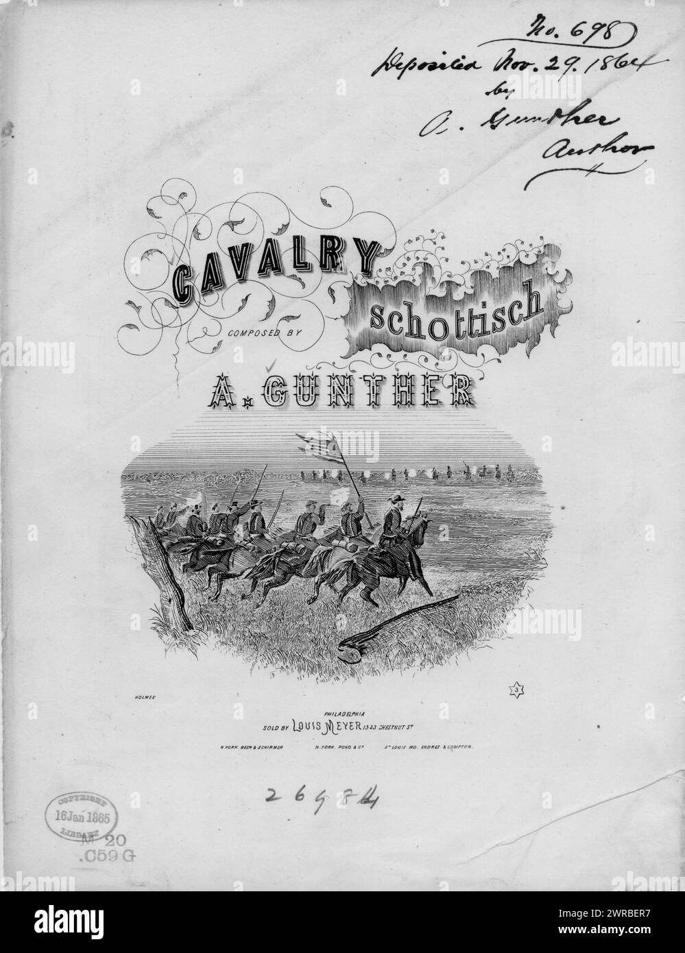 Cavalry schottisch, Gunther, A. (composer), Louis Meyer, Philadelphia, 1864., United States, History, Civil War, 1861-1865, Songs and music Stock Photo