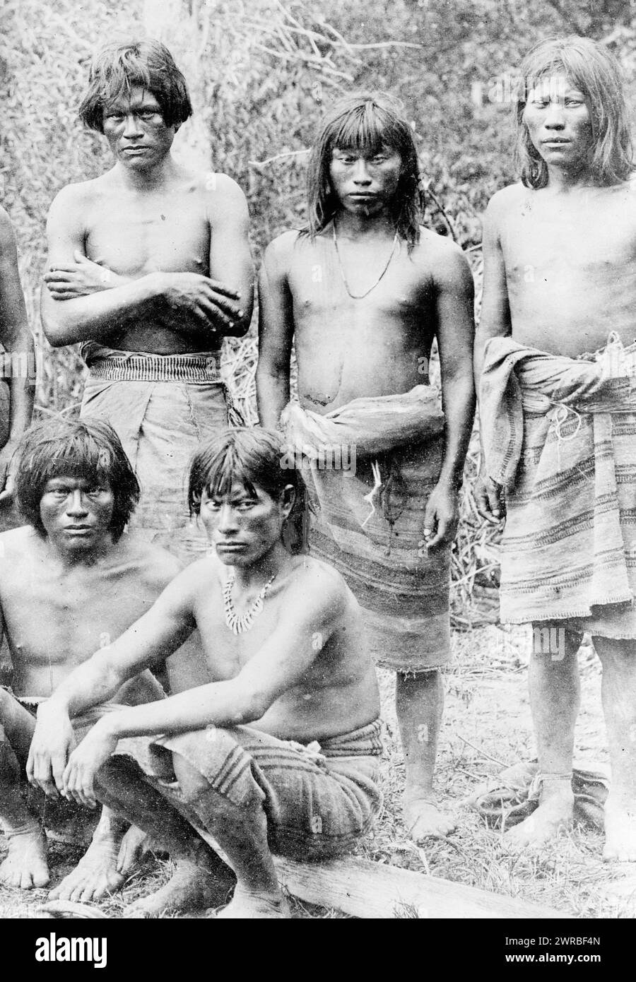 Group of head hunters of the upper Amazon, in Brazil, Carpenter, Frank G. (Frank George), 1855-1924, collector, between 1890 and 1923, Men, Clothing & dress, Amazon River Region, 1890-1930, Group portraits, 1890-1930., Portrait photographs, 1890-1930, Group portraits, 1890-1930, 1 photographic print Stock Photo