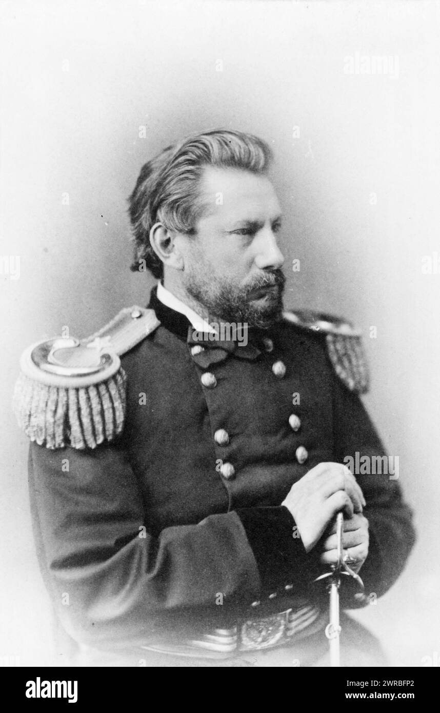 Bv't.-Gen. A.J. Myer, A.J. Myer, half-length portrait, seated, facing right, in uniform., between 1865 and 1880, printed later, Myer, Albert James, 1829-1880, Military service, Photographic prints, 1860-1880., Portrait photographs, 1860-1880, Photographic prints, 1860-1880, 1 photographic print Stock Photo