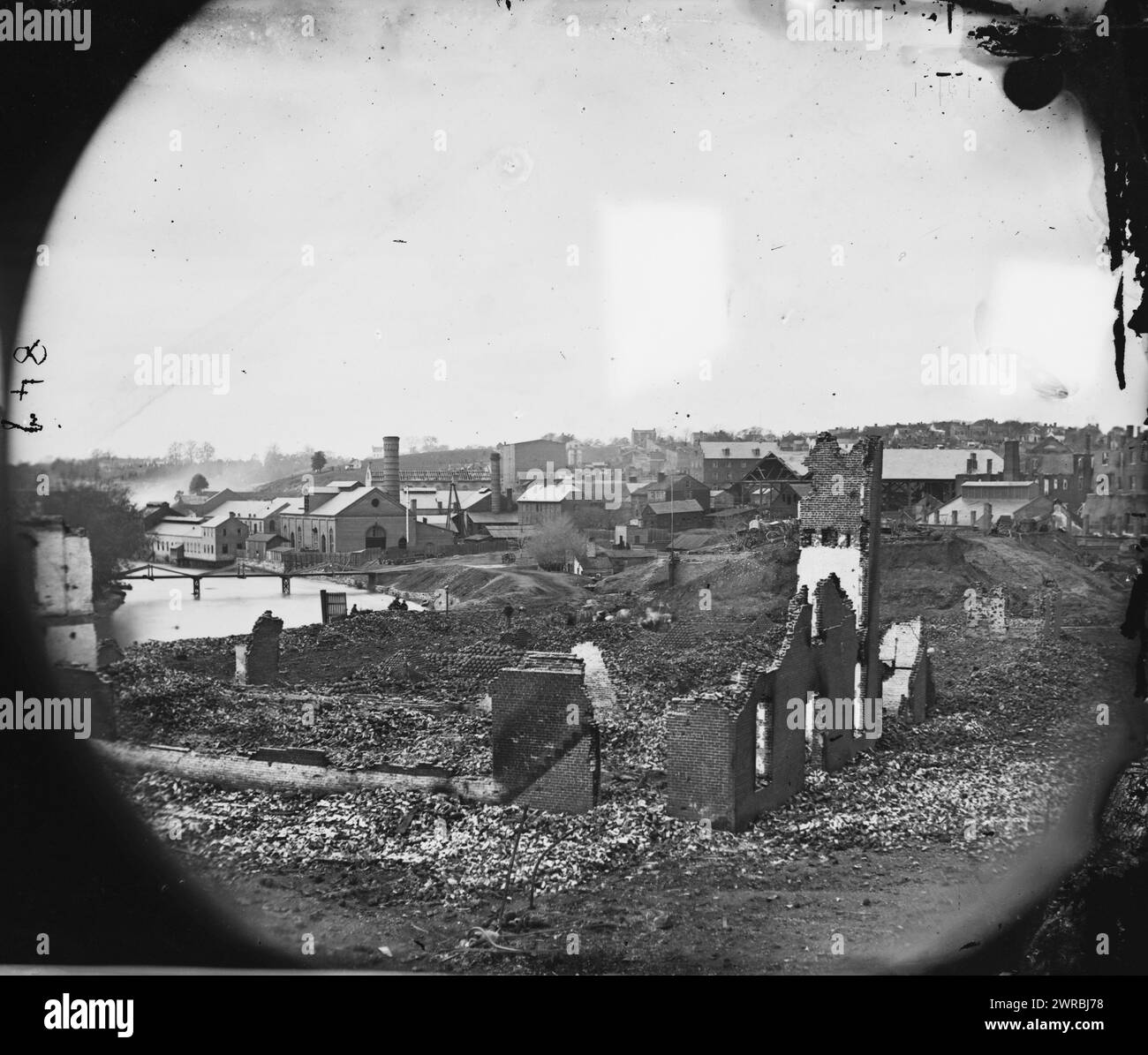 Richmond, Virginia. Tredegar Iron Works, Gardner, Alexander, 1821-1882, photographer, 1865 Apr., United States, History, Civil War, 1861-1865, Glass negatives, 1860-1870, Stereographs, 1860-1870, 1 negative: glass, stereograph, wet collodion, 4 x 10 in Stock Photo