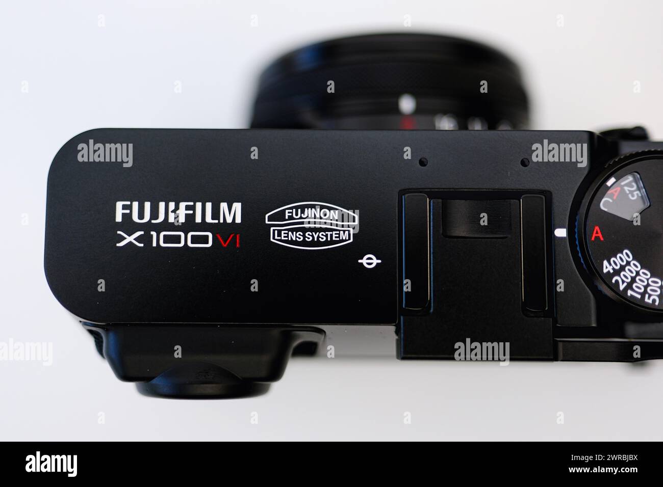 Fujifilm X100VI photo camera, detail shot, white background, North Rhine-Westphalia, Germany Stock Photo
