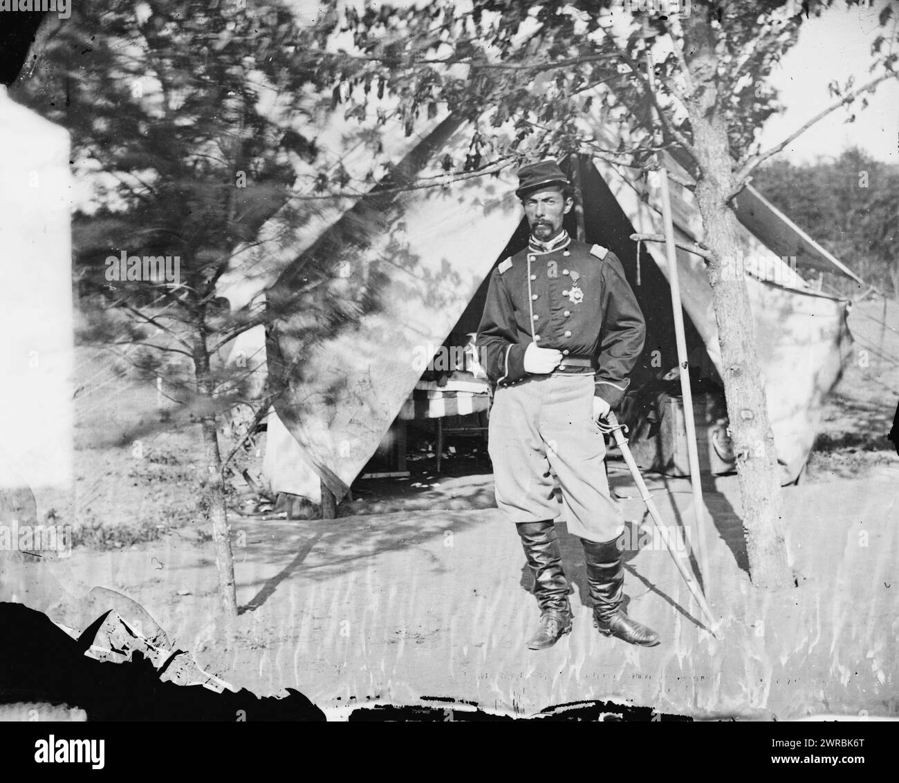 Bull Run, Virginia (vicinity). Col. Alfred Duffie, 1st Rhode Island Cavalry, O'Sullivan, Timothy H., 1840-1882, photographer, 1862 July., United States, History, Civil War, 1861-1865, Glass negatives, 1860-1870, 1 negative: glass, wet collodion Stock Photo