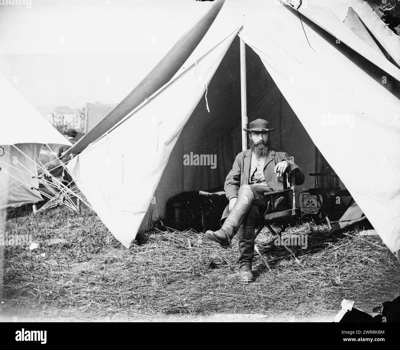 Daniel Cole, A Federal scout at Secret Service Department Headquarters, Army of Potomac, between 1861 and 1865, United States, History, Civil War, 1861-1865, Glass negatives, 1860-1870., Stereographs, 1860-1870, Glass negatives, 1860-1870, 1 negative (2 plates): glass, stereograph, wet collodion Stock Photo