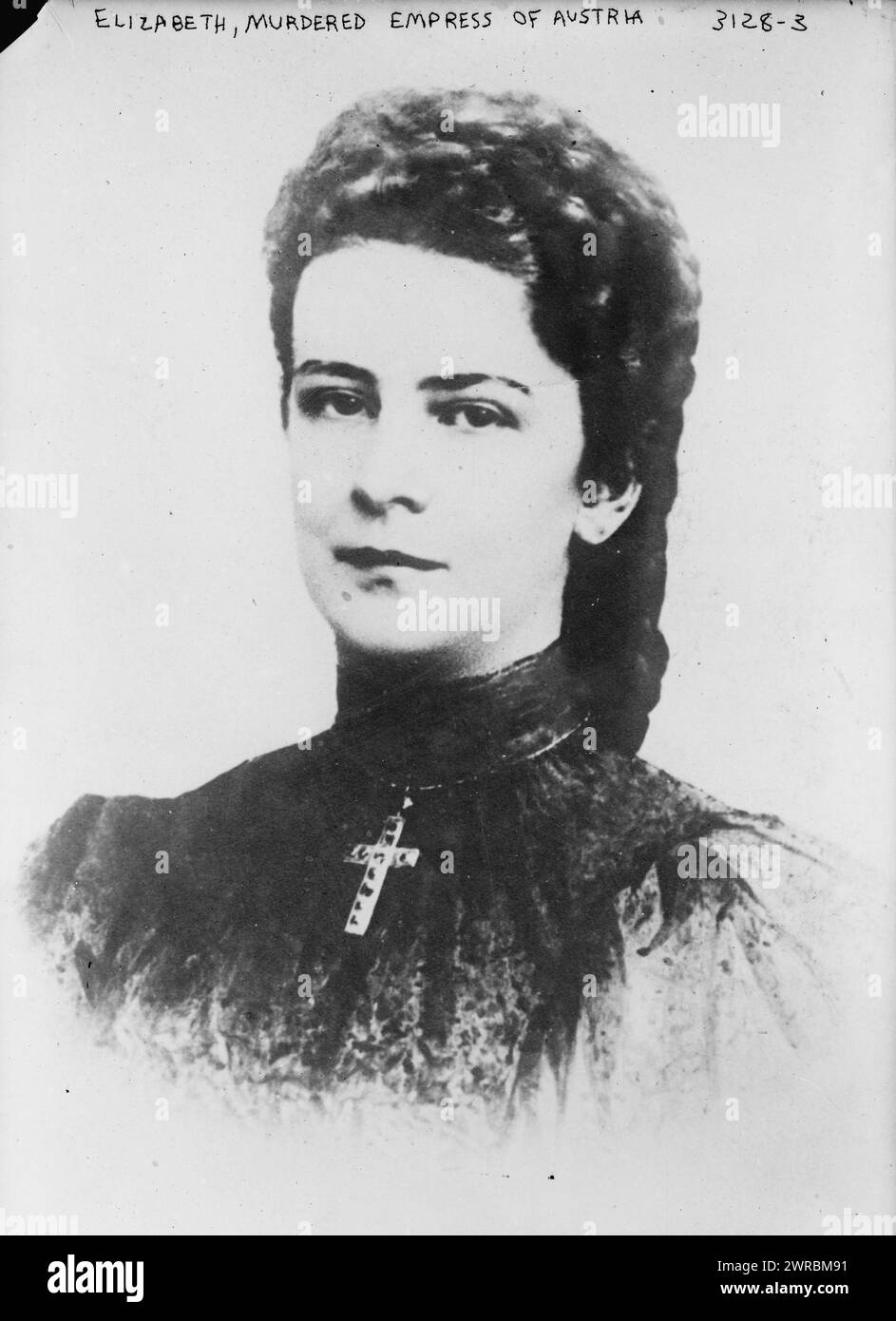 Elizabeth, Murdered Empress of Austria, Photograph shows Elisabeth of Austria (1837-1898) who was Empress of Austria and Queen consort of Hungary as the wife of Franz Joseph I., between ca. 1910 and ca. 1915, Glass negatives, 1 negative: glass Stock Photo