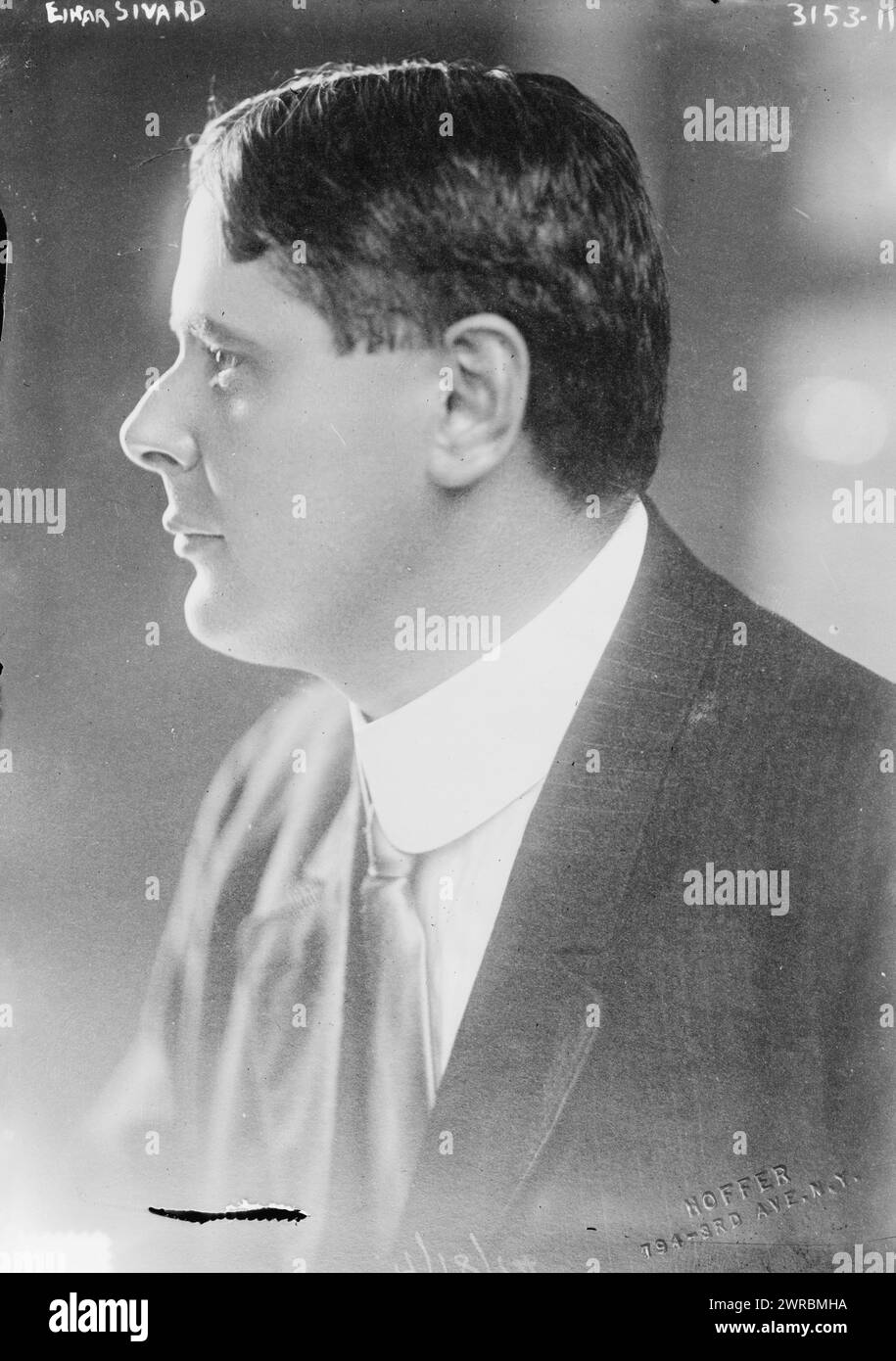Einar Sivard, Photograph shows Einar Sivard, Superintendent of the Welin Manufacturing Co. which built the Lundin lifeboats. In July 1914 he started on a voyage in a Lundin Power Lifeboat with his wife, Signe Holm Sivard, 1914 April 18, Glass negatives, 1 negative: glass Stock Photo