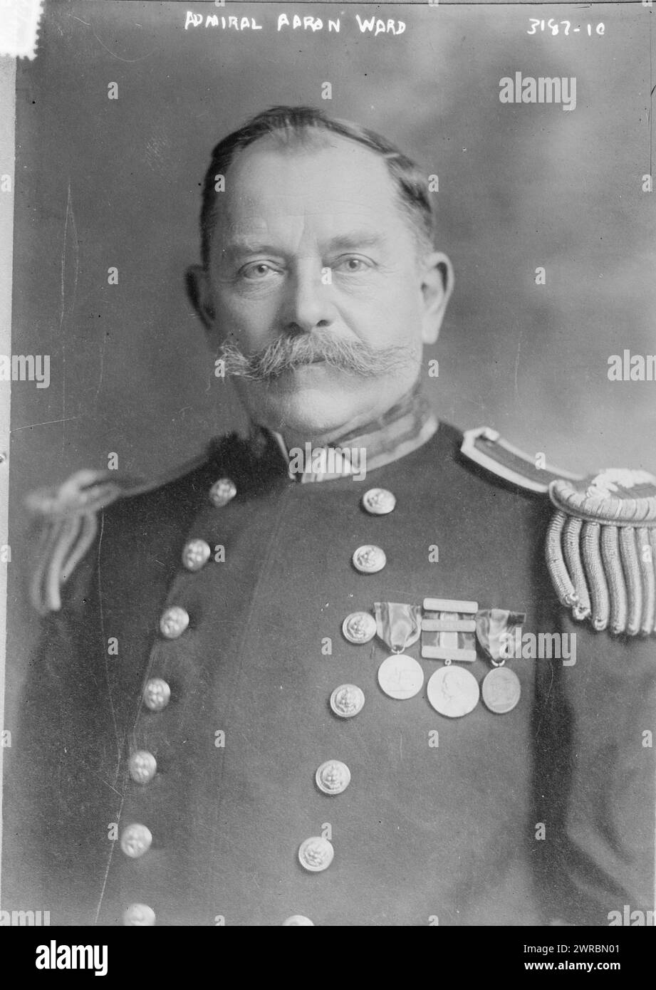 Admiral Aaron Ward, Photograph shows Rear Admiral Aaron Ward (1851-1918), a United States Navy officer during the Spanish-American War., 1914, Glass negatives, 1 negative: glass Stock Photo