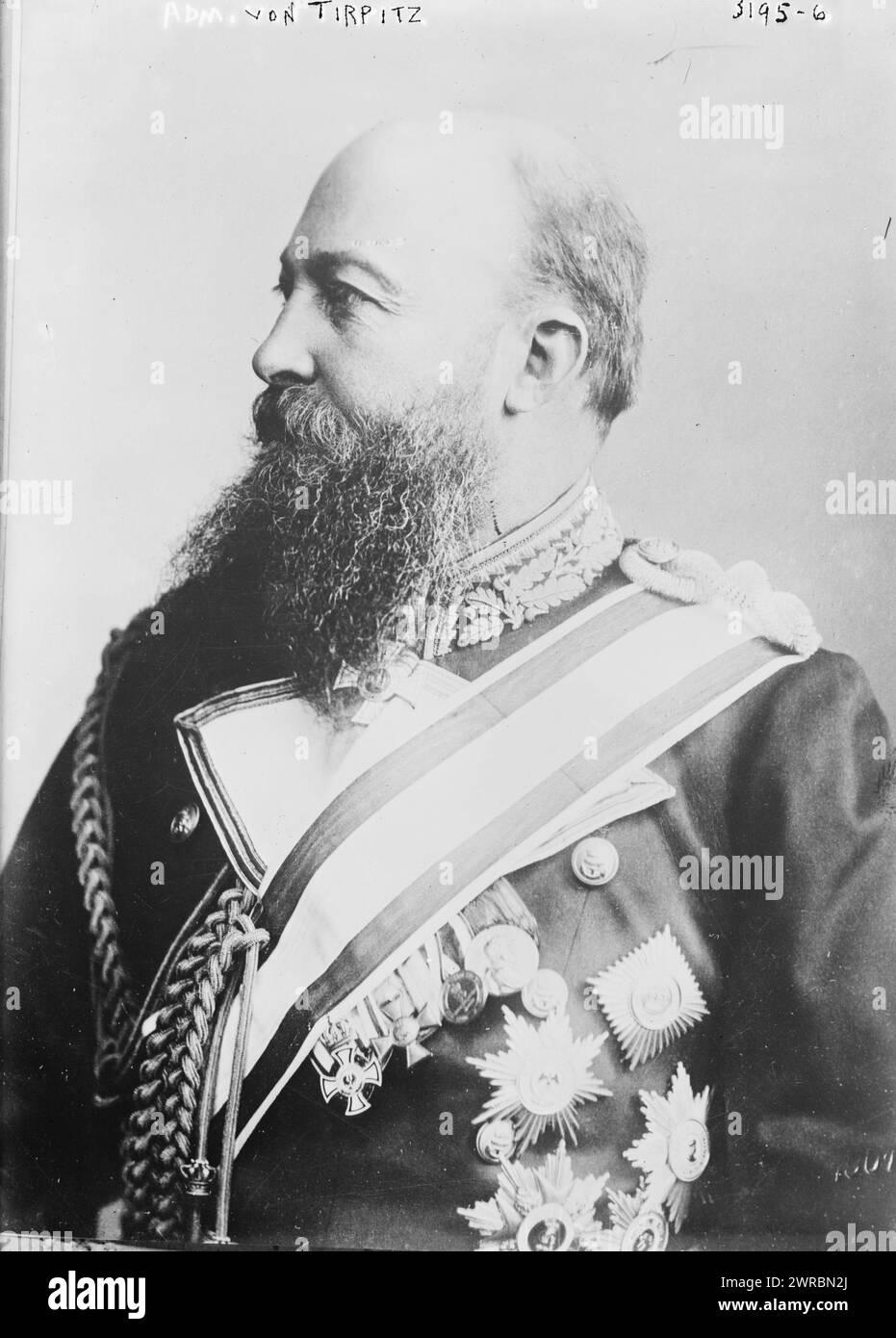 Adm. von Tirpitz, Photograph shows Admiral Alfred von Tirpitz (1849-1930), Secretary of State of the German Imperial Naval Office from 1897-1916., between ca. 1910 and ca. 1915, Glass negatives, 1 negative: glass Stock Photo