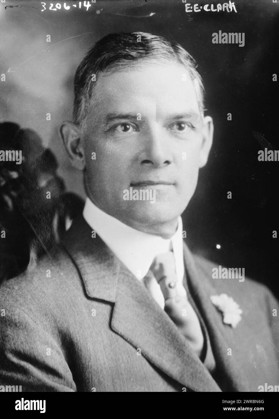 E.E. Clark, Photograph shows Edgar Erastus Clark, an American attorney, government official, and union official, who served on the Interstate Commerce Commission from 1906 to 1921., between ca. 1910 and ca. 1915, Glass negatives, 1 negative: glass Stock Photo