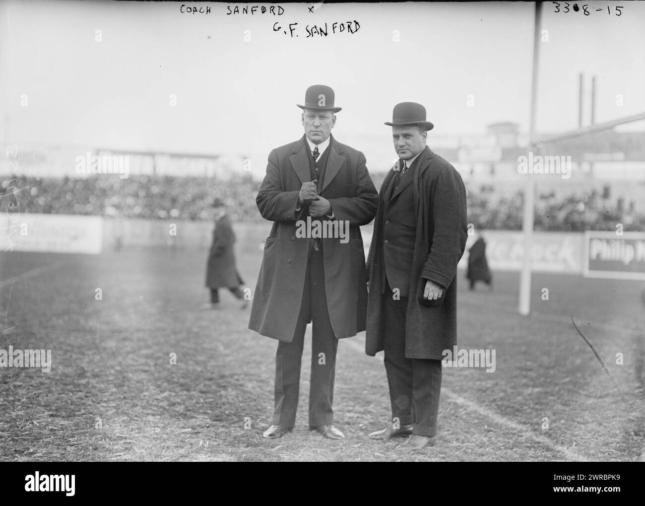 Coach Sanford, G.F. Sanford, Photograph shows George Foster Stanford (1870-1938), coach of the Rutgers football team from 1913 to 1923. Photograph was probably taken at the Washington & Jefferson vs. Rutgers football game which took place at the Polo Grounds in New York City on November 28, 1914., 1914 Nov. 26, Glass negatives, 1 negative: glass Stock Photo