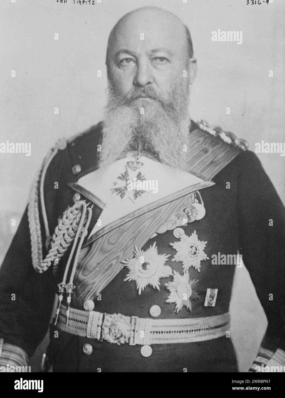 Von Tirpitz, Photograph shows Admiral Alfred von Tirpitz (1849-1930), Secretary of State of the German Imperial Naval Office from 1897-1916., between ca. 1910 and ca. 1915, Glass negatives, 1 negative: glass Stock Photo